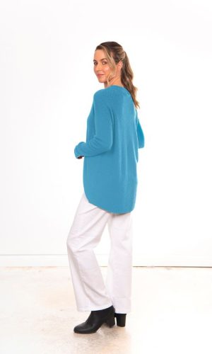 Bridge & Lord | Frosted Blue High Neck Pullover Textured Back