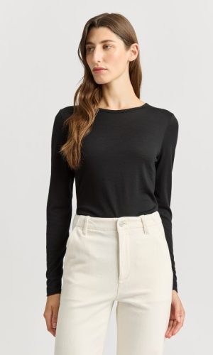 Toorallie | Long Sleeve Merino Crew Tee Black